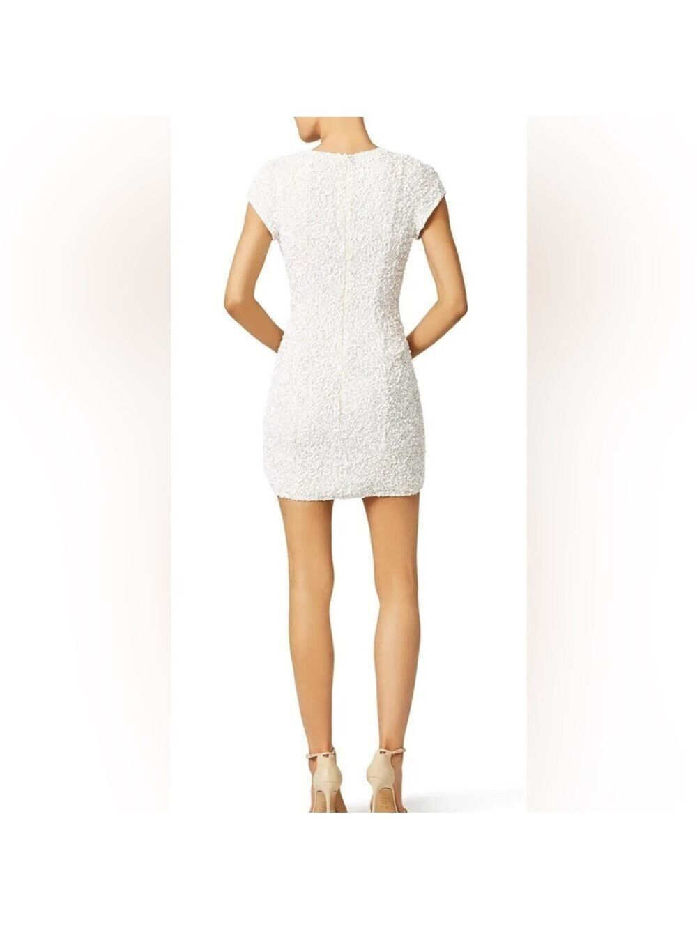 Parker Serena White Sequin Mini Dress Size 4 - Picture 3 of 11